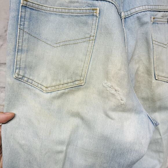 Sears Roebuck Denim Blue Jeans Light Wash Stains Distressed Faded Vintage 1970s - Picture 7 of 10